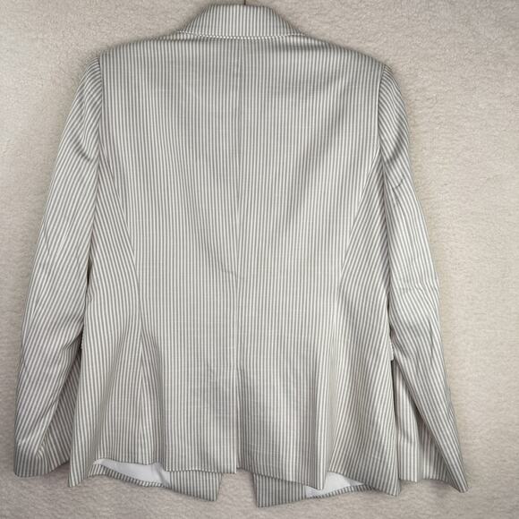 Preston & York Blazer Womens‎ 12 Beige White Striped Single Button Career Jacket - Picture 6 of 13